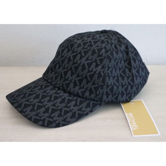 Michael Kors 538801C Unisex OS Black Monogram Logo Adjustable Baseball Hat - Picture 1 of 7